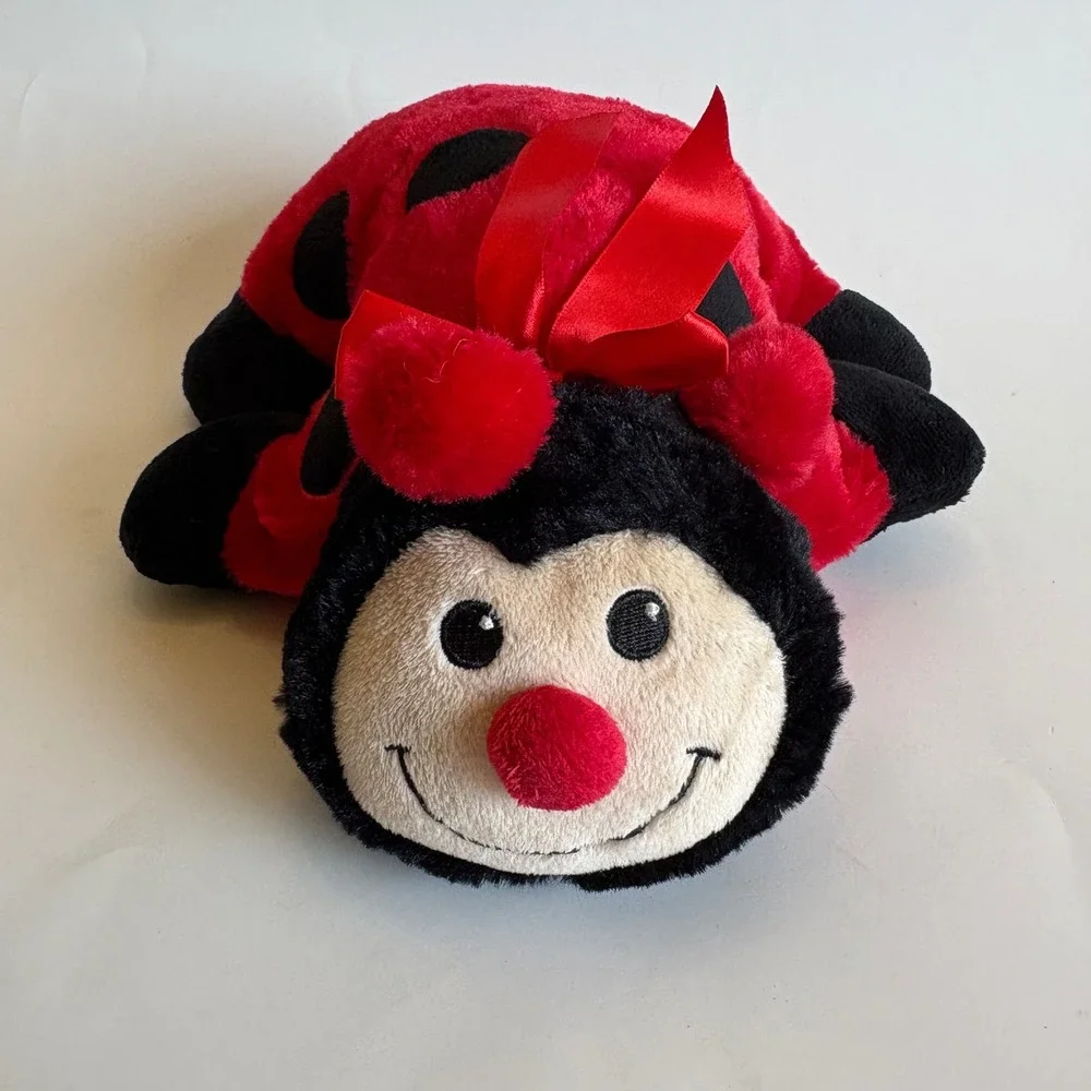 Pillow Pets Ladybug Plush Stuffed Animal Red Black Spotted Folding Pillow 13